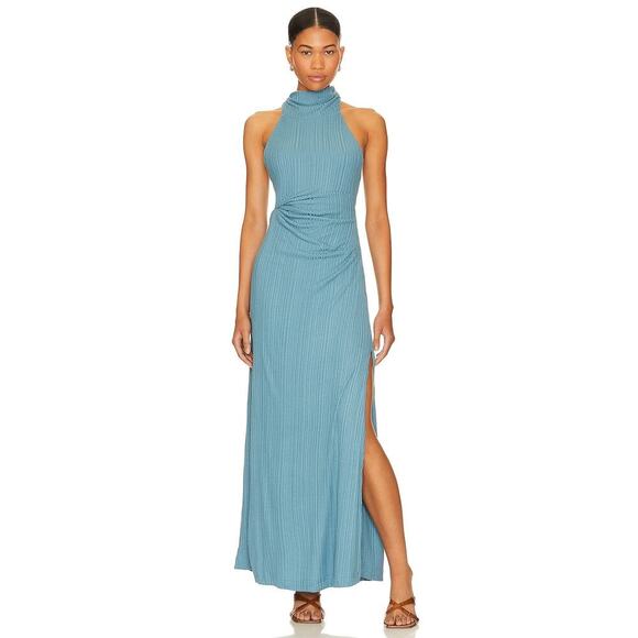 Free People Athea Ribbed Knit Maxi Dress | Ancient Turquoise | Size XS | NWT - Picture 1 of 15